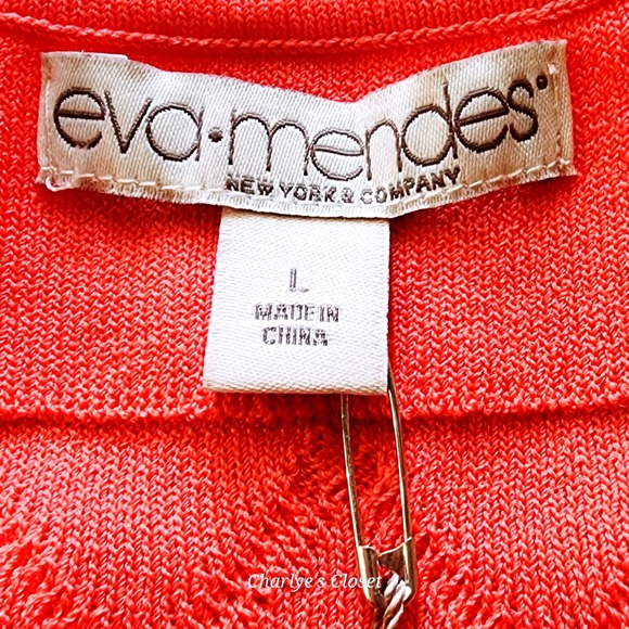 Eva Mendes x NY&Co Coral Argyle Knit Peplum Sleeveless Top L NWT Casual Layer - Picture 5 of 7